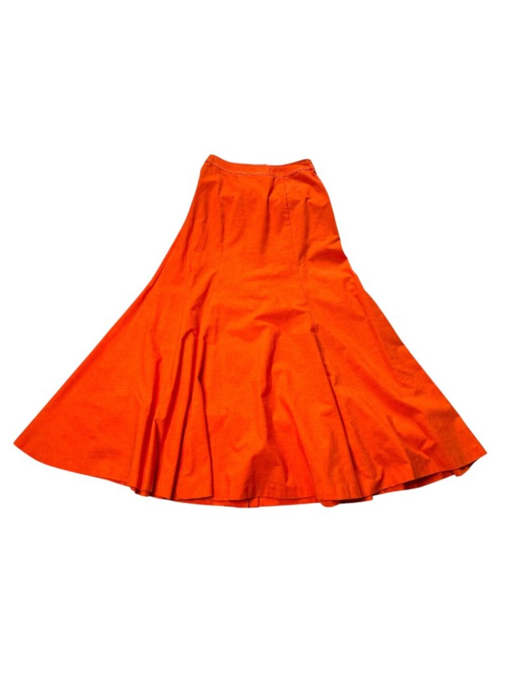 Vintage Country Suburbans Tangerine Orange Button Front Long Western Yoke Trumpe - Picture 3 of 5